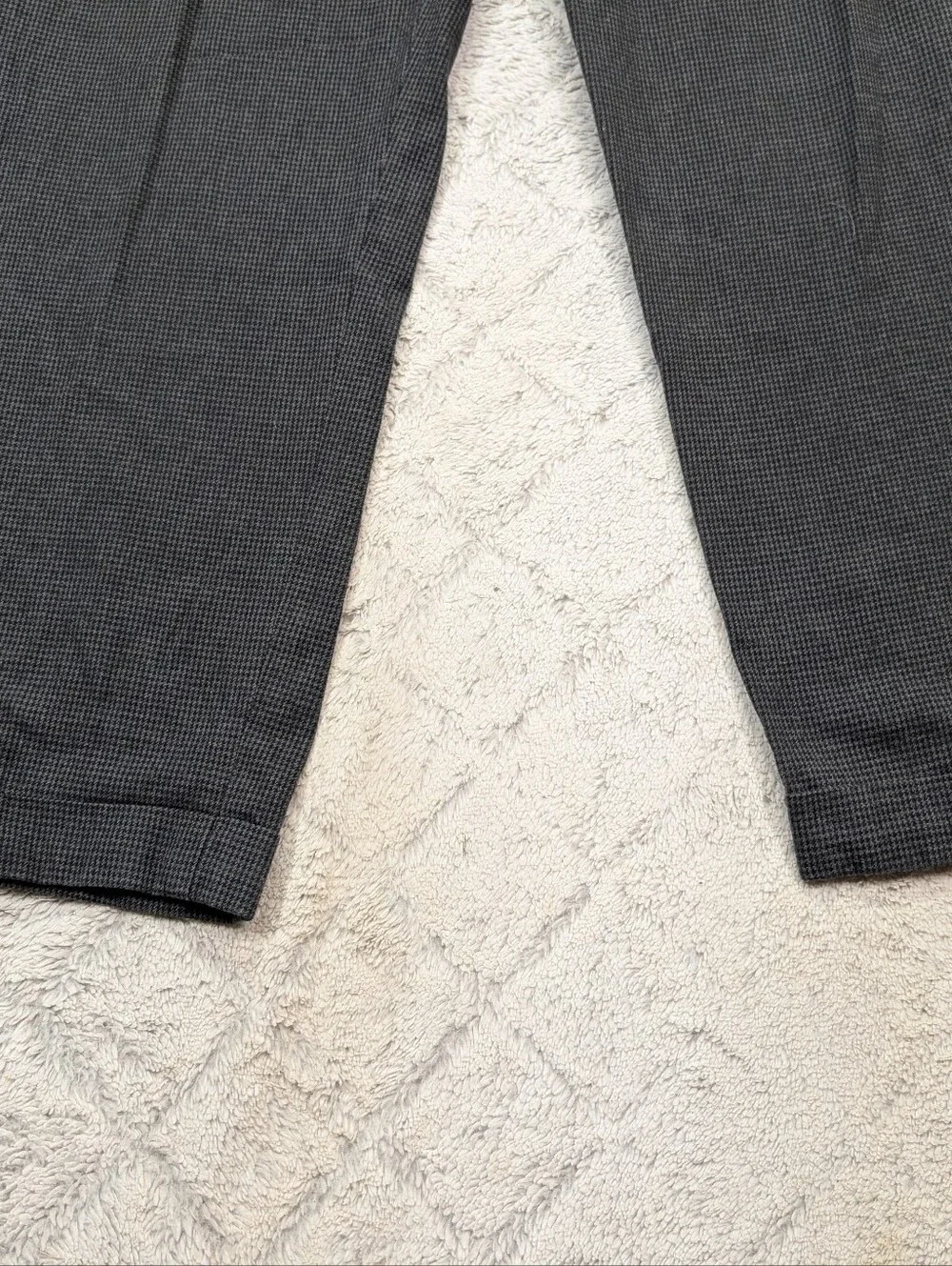 Vtg Polo Ralph Lauren Pants Mens 34x30 Gray Houndstooth Pleats Cuffs Side Buckle